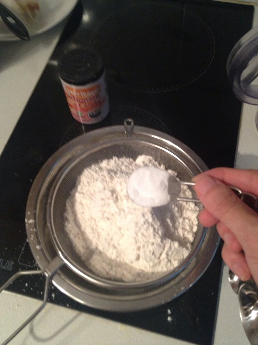 Sift flour baking soda and salt. Whisk together to combine