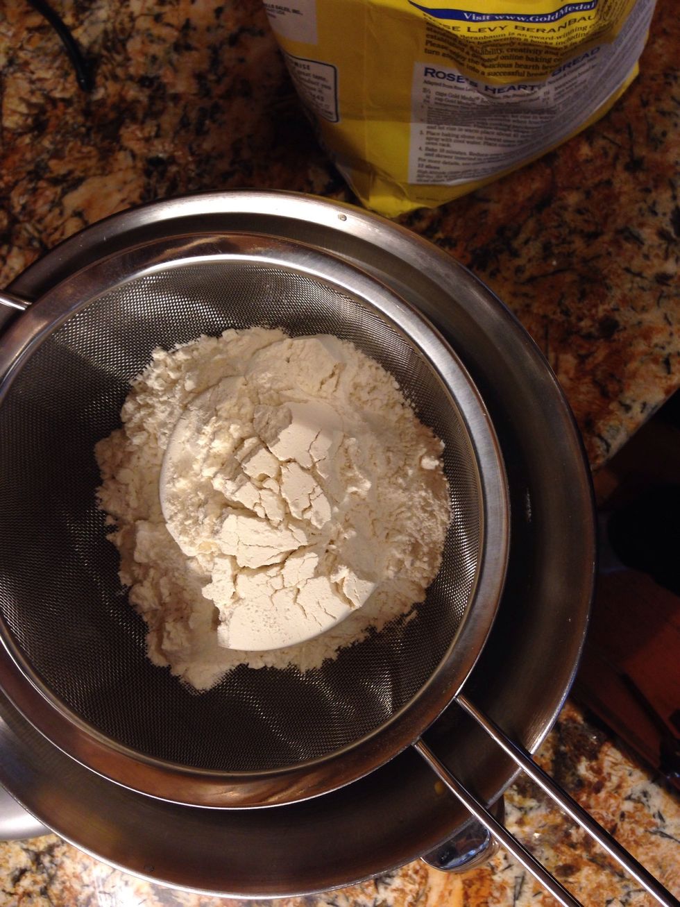 Sift in your flour, along with the baking soda and salt!