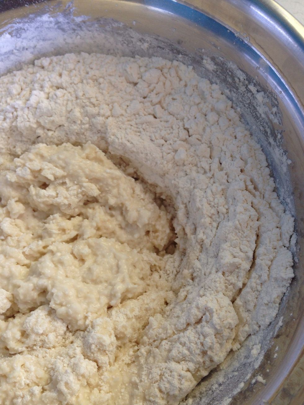 Sift over the self raising flour and fold in gently.
