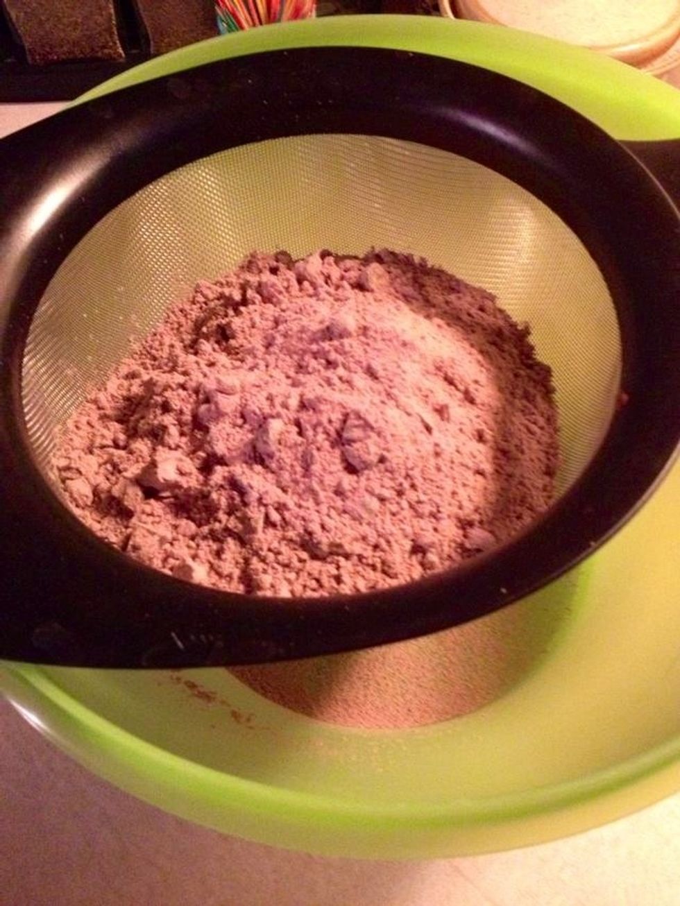 Sift the brownie mix.