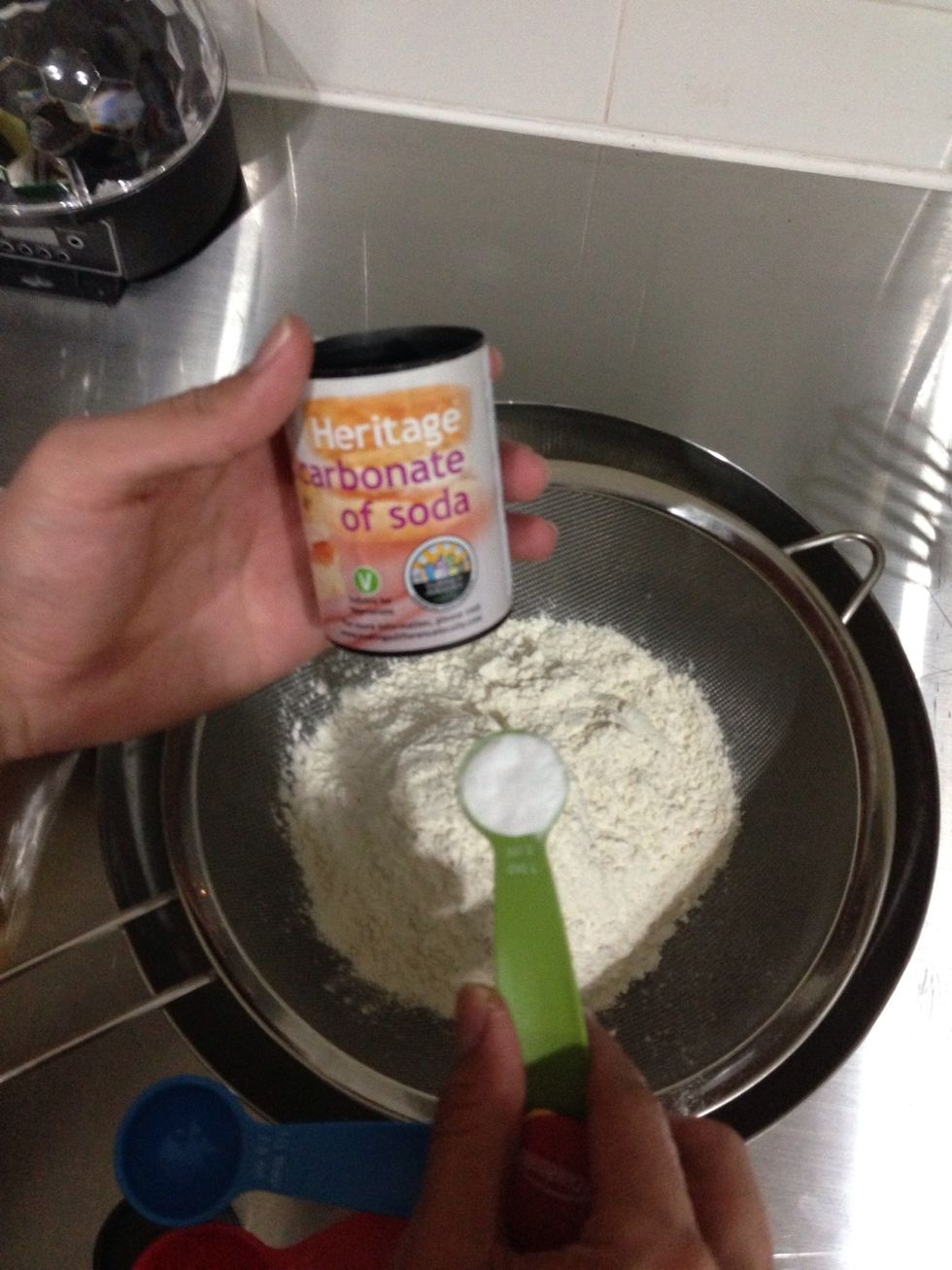 Sift the floor, baking soda and salt... Set aside