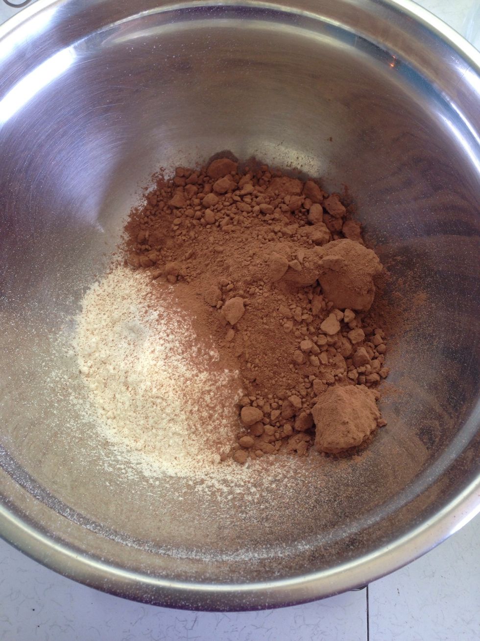 Sift the flour, cocoa powder and baking powder together