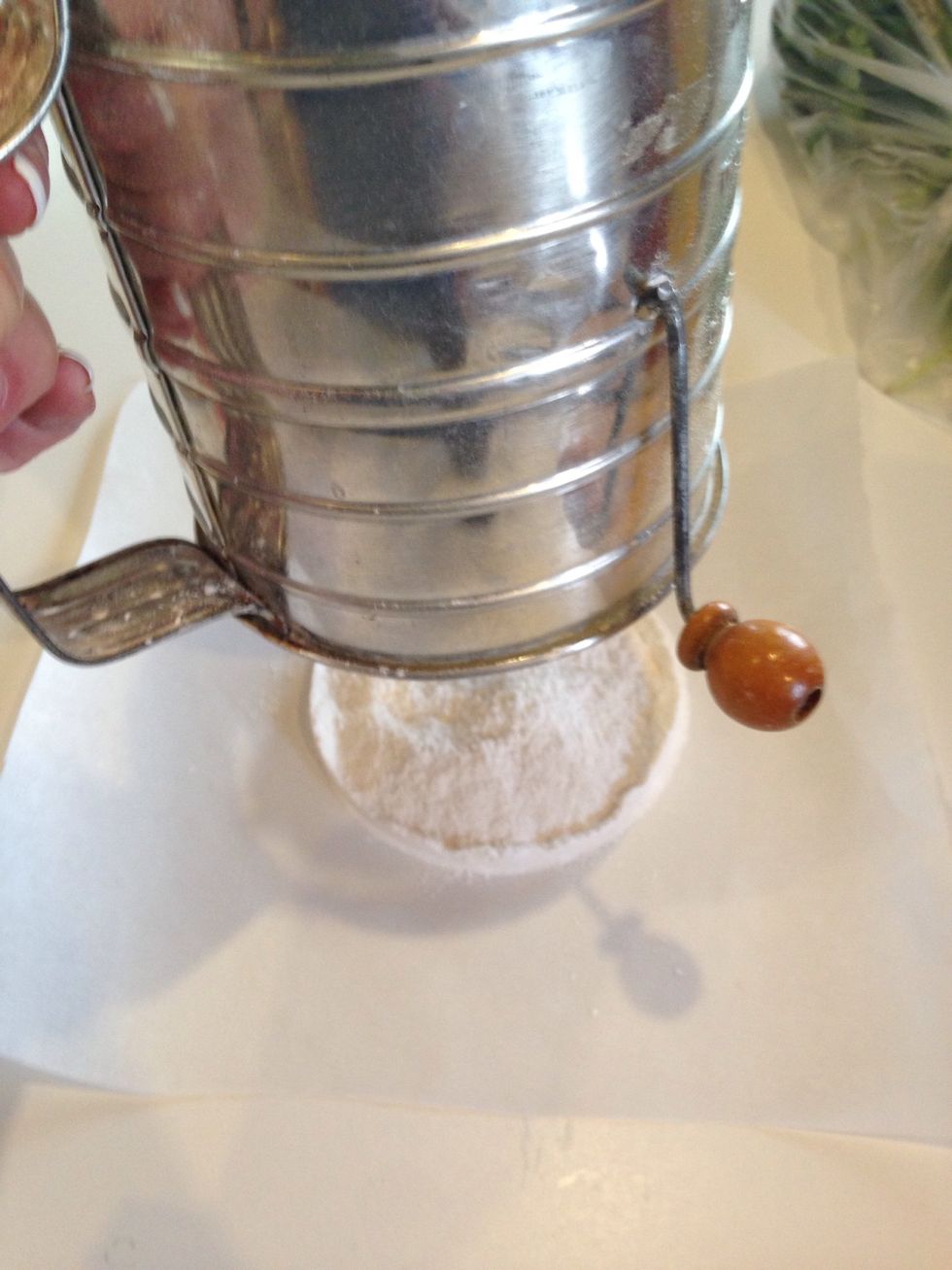 Sift together flour and cornstarch.