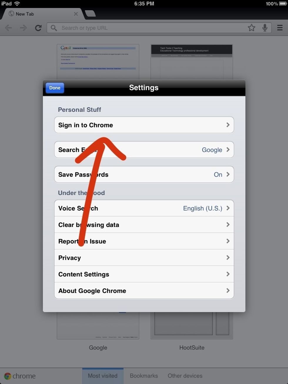 How to use the chrome app on ipad B+C Guides