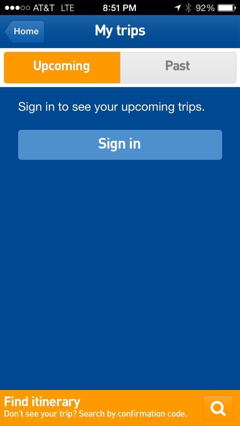 Sign in to JetBlue account for these options