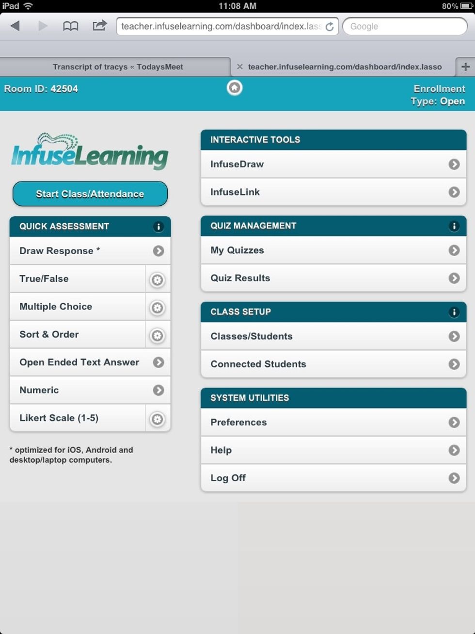 Sign in to the InfuseLearning Teacher Dashboard (on teacher device). For help with sign in and getting students connected see: How to Get Started with InfuseLearning SnapGuide http://snp.gd.ta53hc