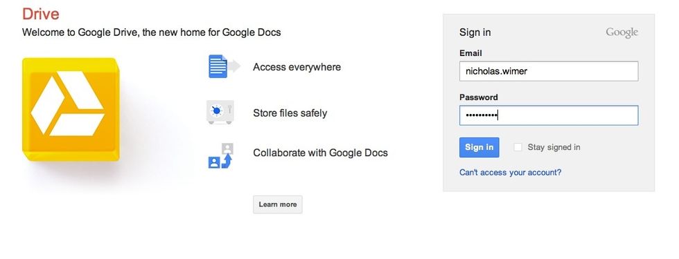 Sign in with your google account