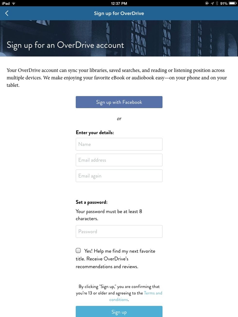 Sign up with an email - NOT Facebook