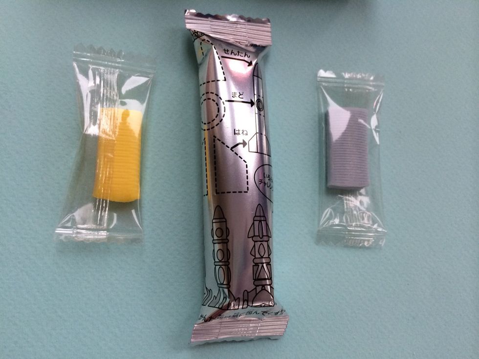 SILVER pack Rocket Stretchy Candy /Gum Filled Base-- Yellow Candy Clay for accents-BLUE Candy Clay for accents