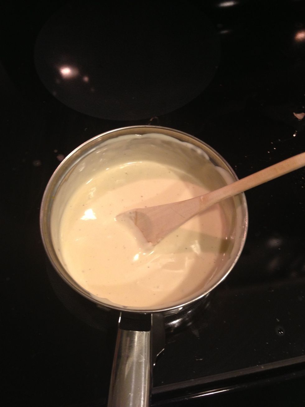 Simmer jarred Alfredo sauce. The jar can be just as good as homemade if you get the right one. I got my from a local restaurant That sold their own sauce. Store bought sauces are good as well.