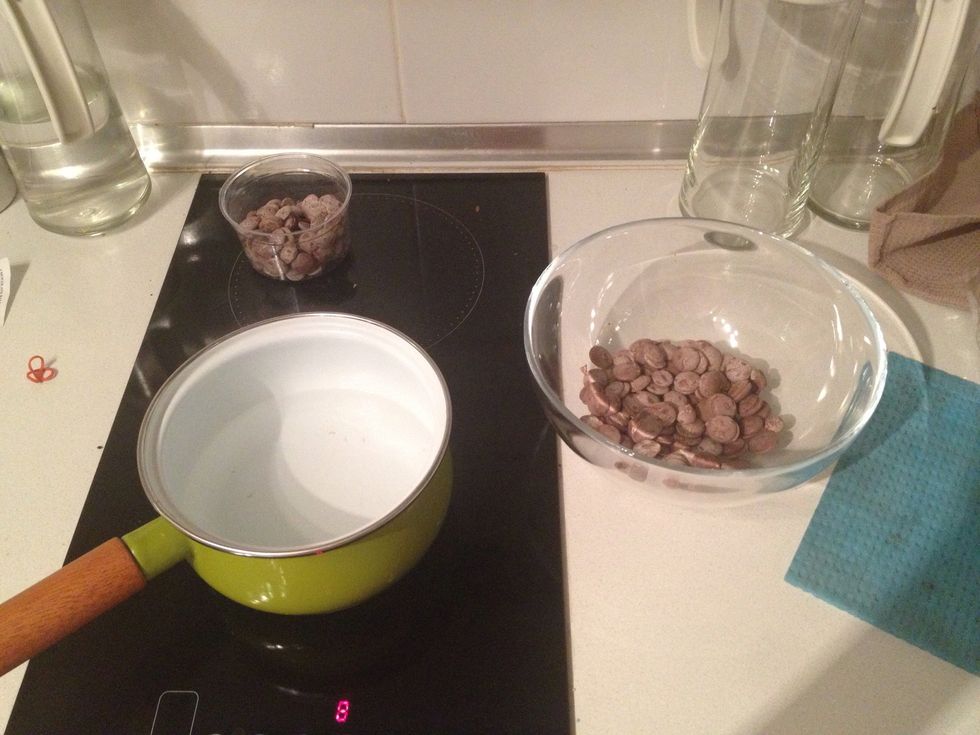Simmer water in a pot