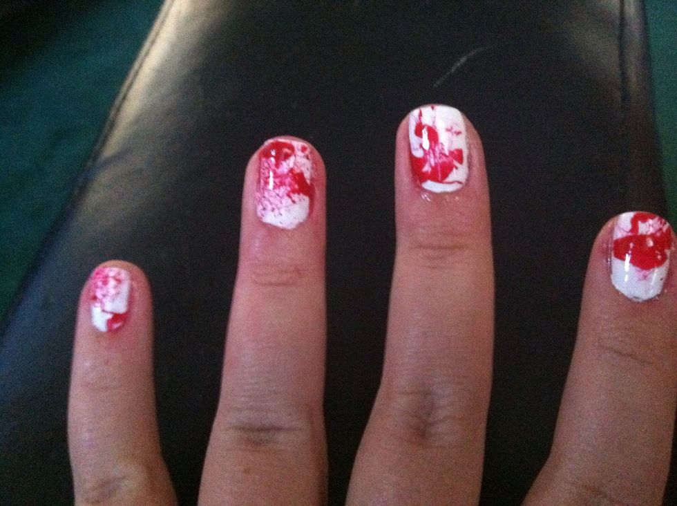 Simply add your top coat and use a Q-Tip of any kind dipped in nail polish remover to clean up your cuticles. YOUR FINISHED!! \ud83d\udc85