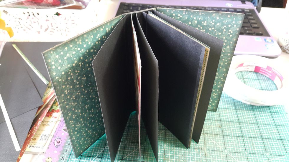 Simply adhere cardstock or paper for the pages, you can make folding page or pockets if desired