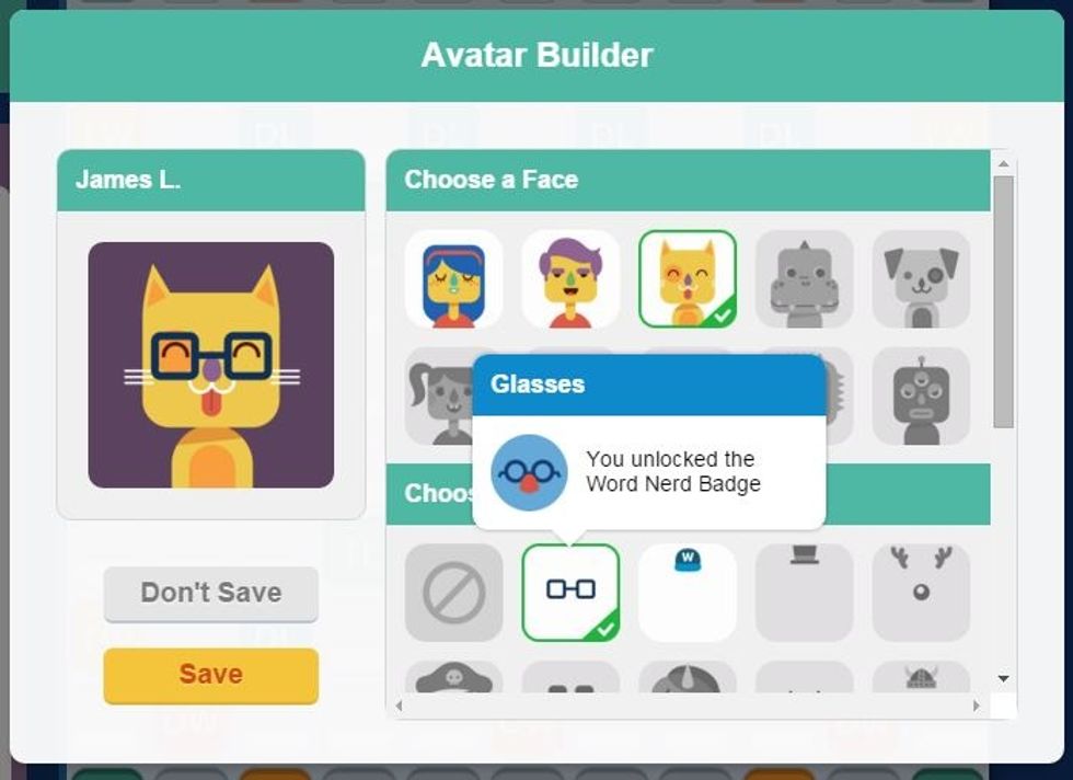 Simply click and select a face, accessory, and background for your character by clicking on the ones of your choice.