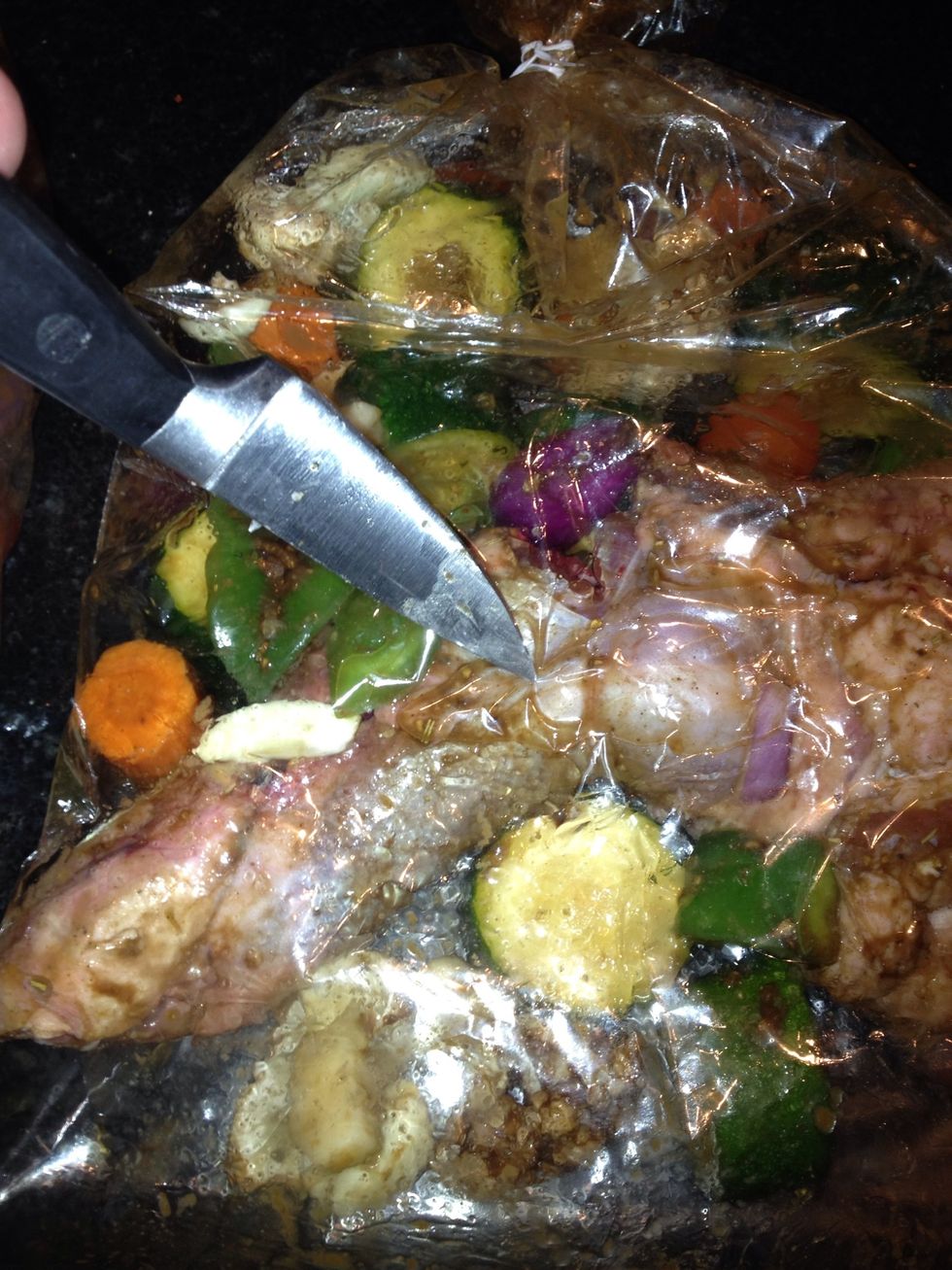 Simply poke a few holes in the plastic not too big