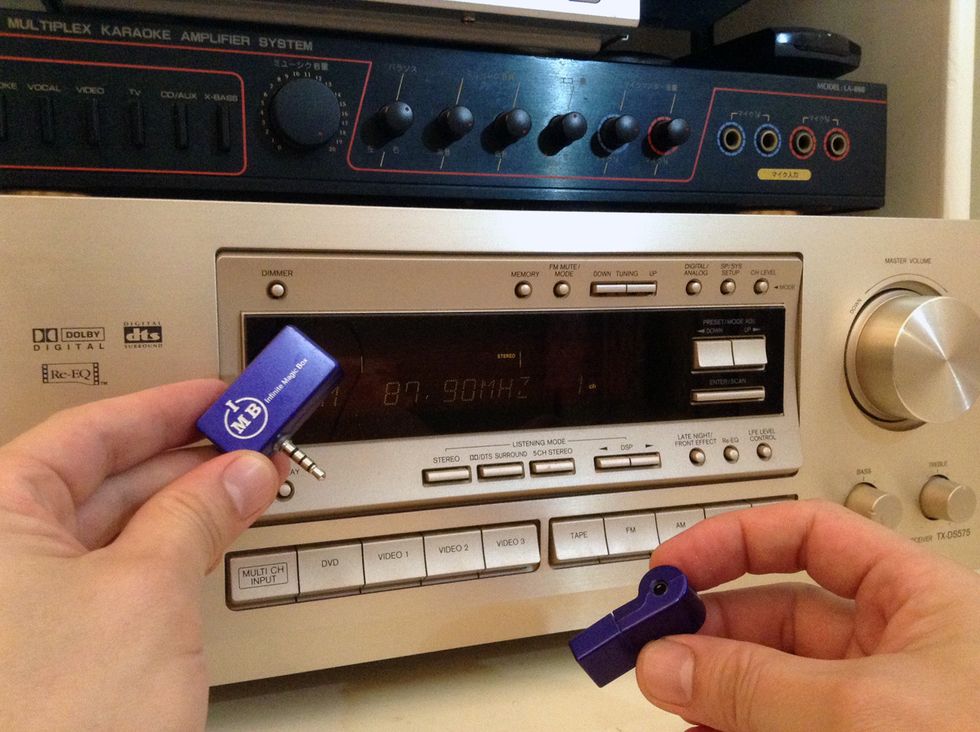 Simply remove the aFM from it's USB charger, and set your stereo receiver to 87.9 FM and you are ready!