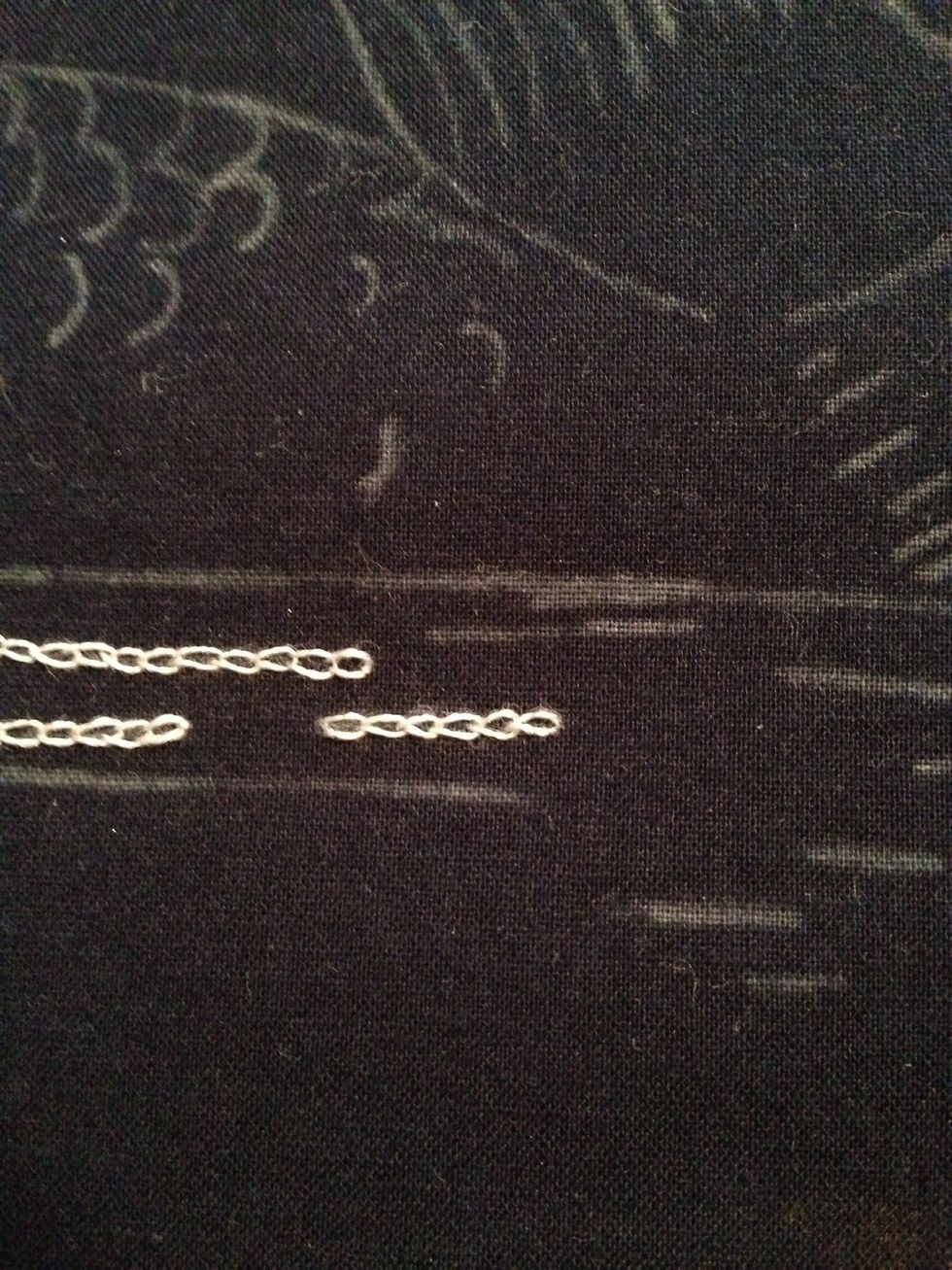 Simply tie a knot on the back to secure thread and you are done! Now on to the rest!