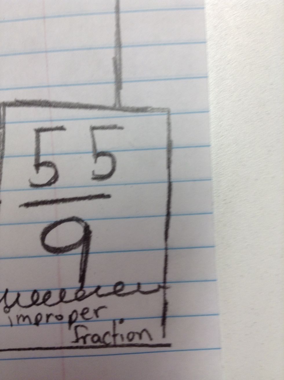 Since 55/9 is an improper fraction, basically meaning a strong man on top of a baby. (Big number on top of a little number) we need to make a MIXED NUMBER.