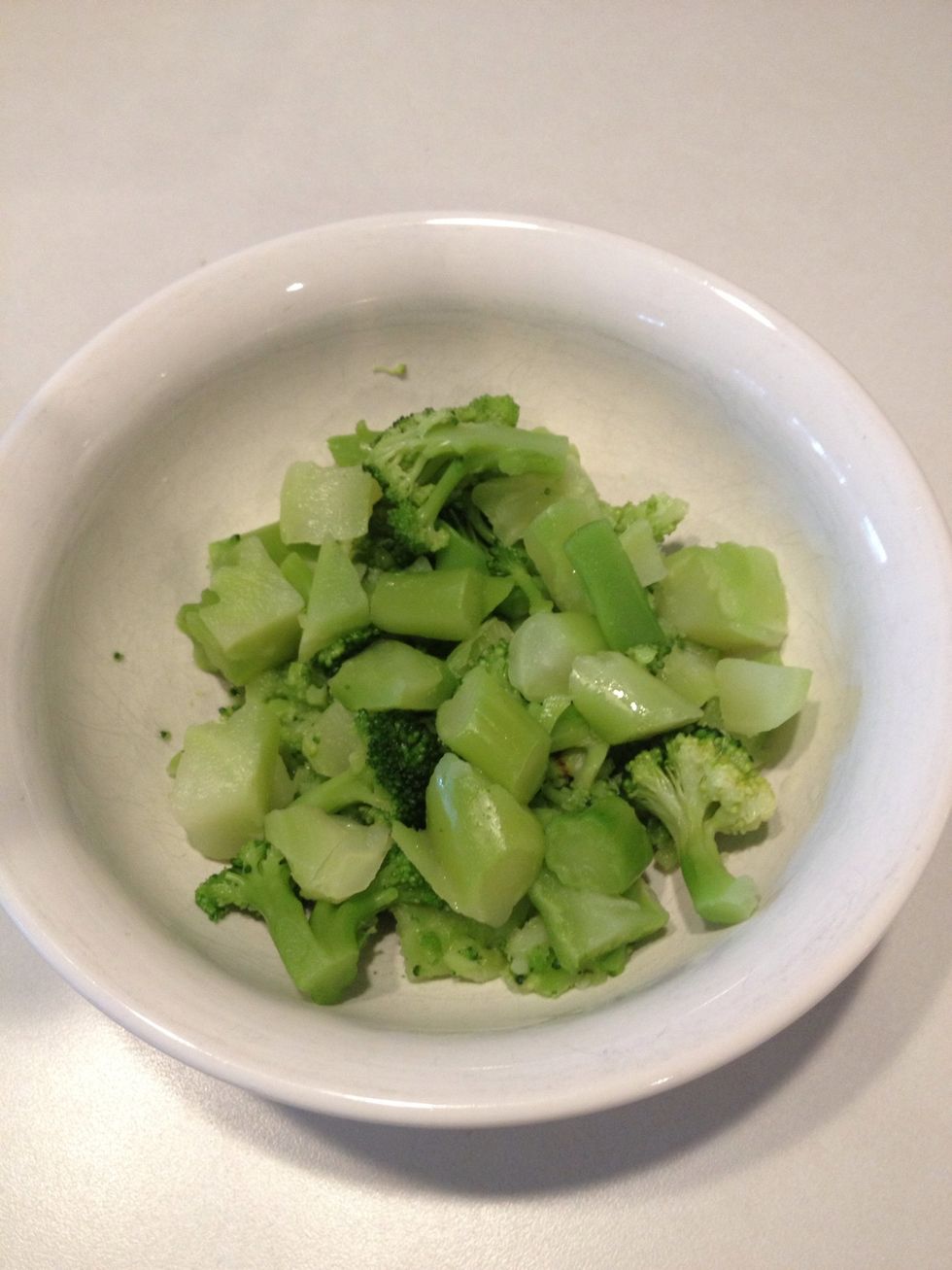 Since I had to chop the broccoli, I transferred it to a bowl once it was cooked.