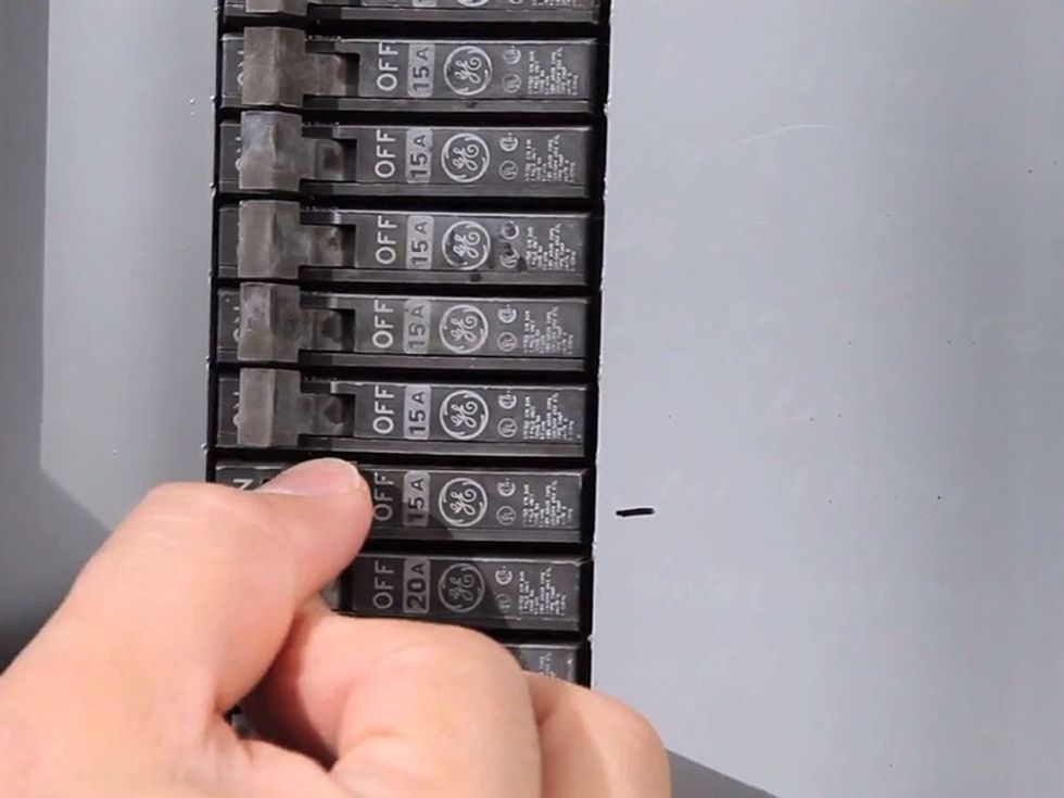 Since you're working with electricity, cut the power at the junction box.