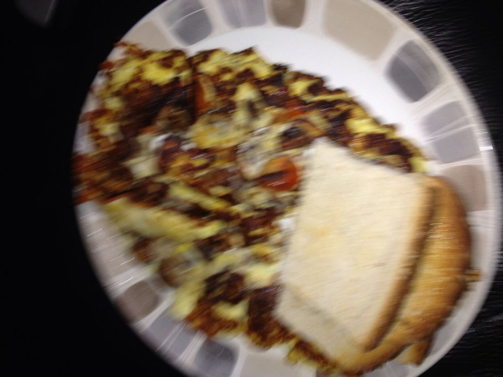 Sit down and enjoy your nice round omelette that doesn't look like scrambled eggs :) this was only my second time doing this so hopefully practice will make perfect, and an unburnt omelette :0) enjoy!