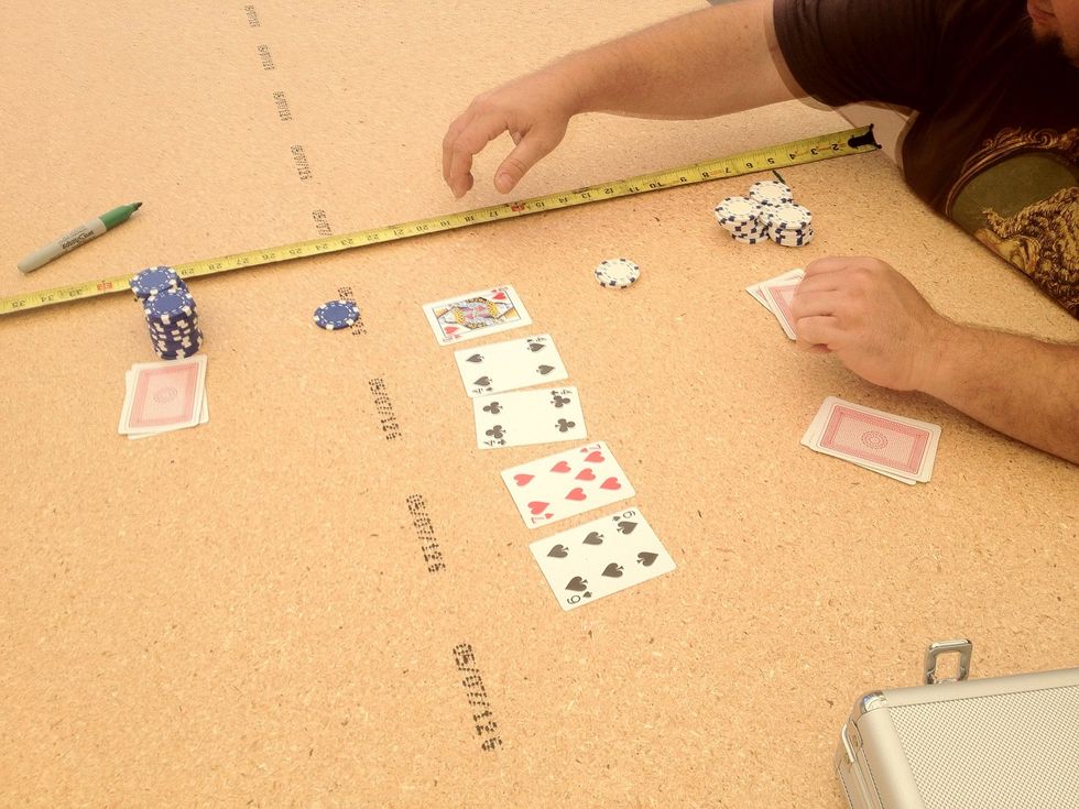 Sit down and measure out the size that is comfortable for you. For this guide we made a 40" x 96" table. These dimensions seat ten comfortably.