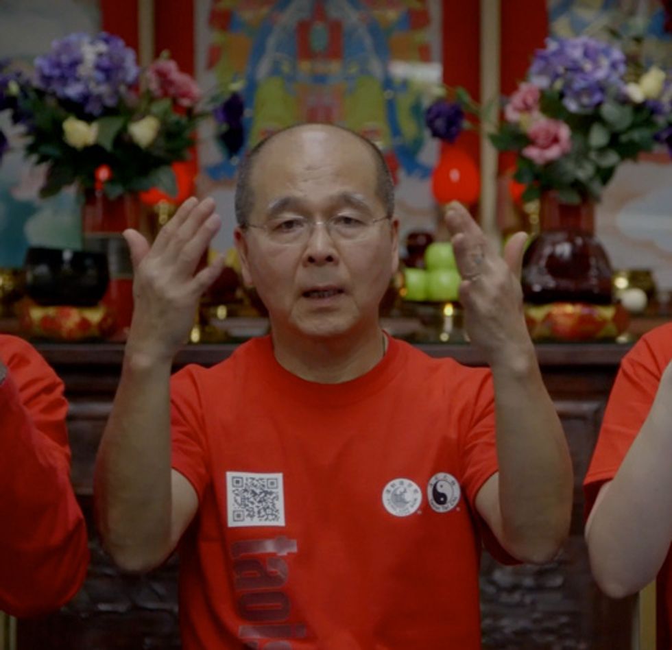 Sit relaxed with your feet shoulder width apart. Raise your arms up to eye level, and quickly turn your hands 180 degrees and back again. Repeat 10 times, or more if you see fit.