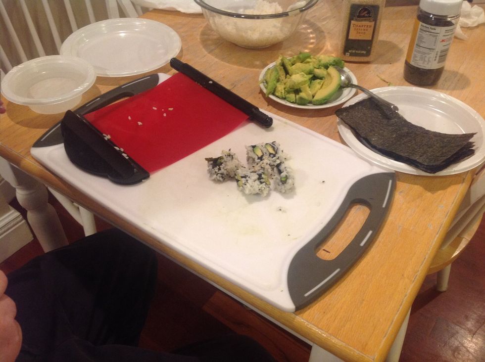 Six pieces of avocado sushi