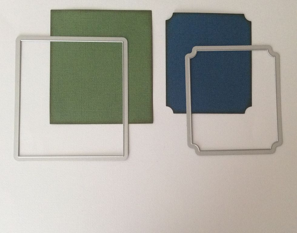 Sizzix enchanted framelits dies were used to cut the next two layer in two chosen card stock colours. Ink edges if desired.