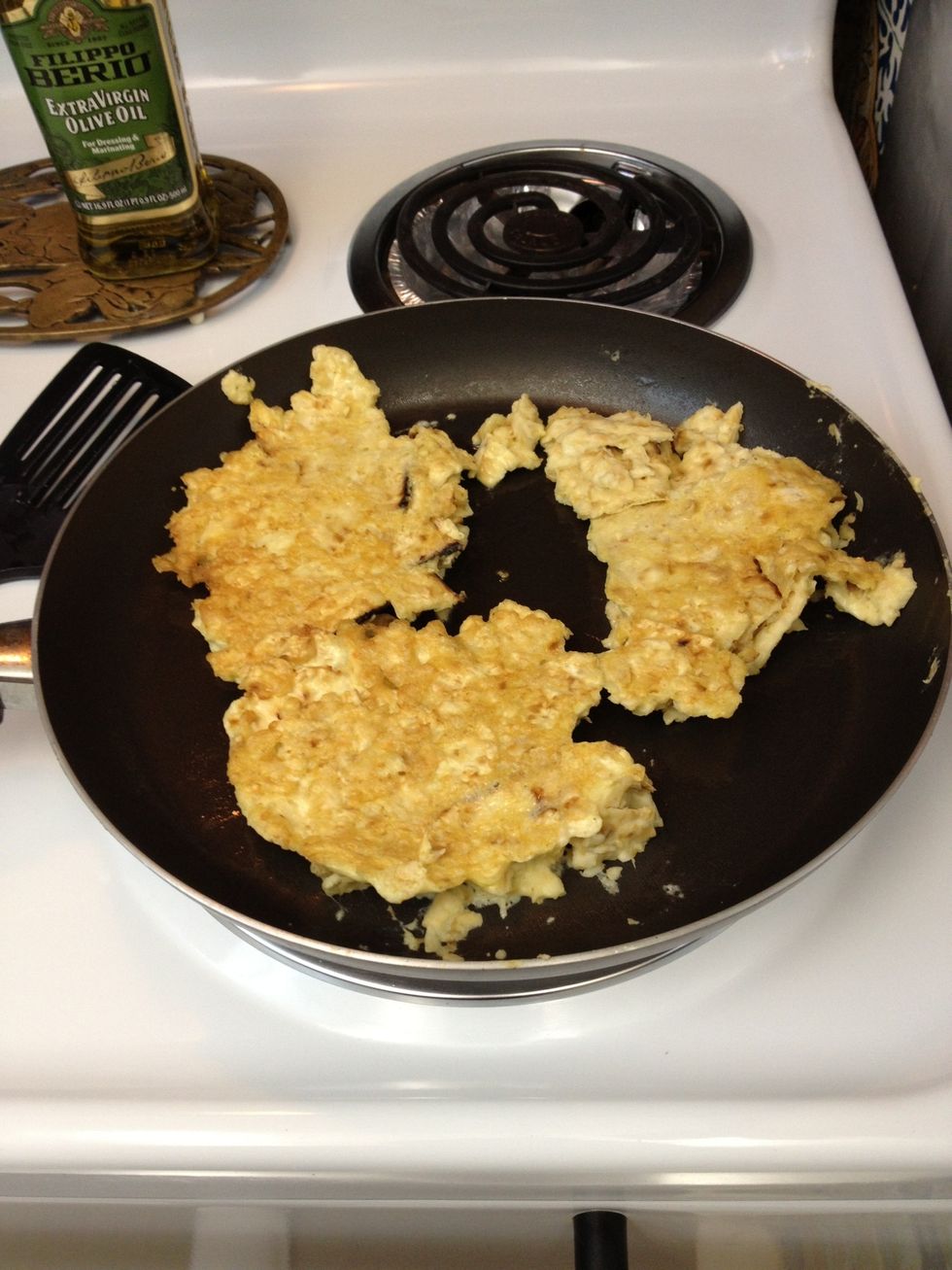 Sizzle, sizzle! Brown and crispy! Finish to desired level of crispness. Mom likes it crispy all the way through. Dad likes it soft on the inside and a little crisp on the outside.