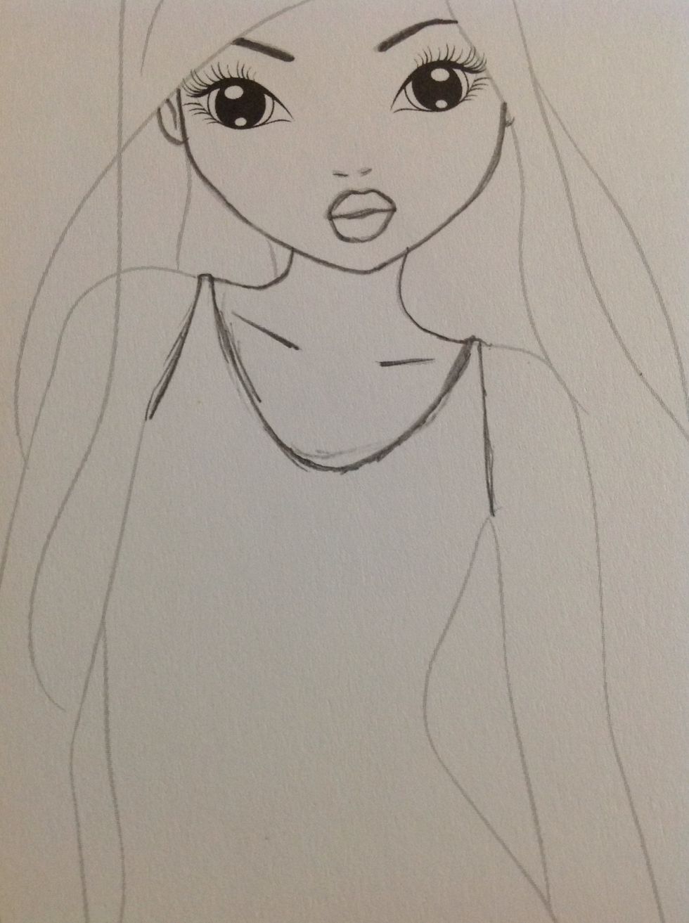Sketch a few curved lines for the singlet (or shirt, whatever u want to do)
