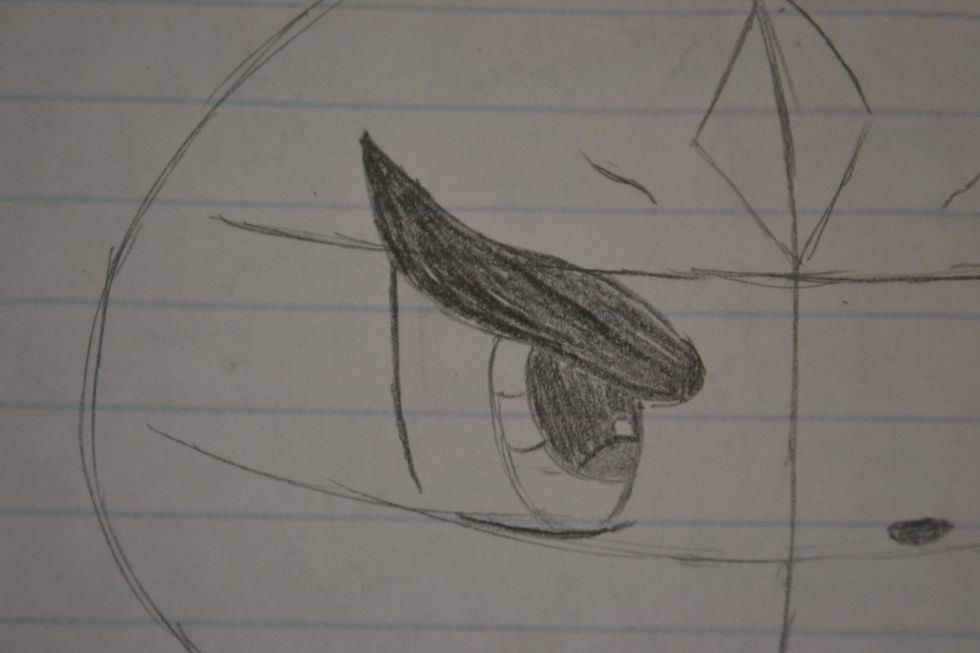 Sketch any/all facial details on the head.There are lots of unique ways to draw these little features. The eyes should take up most of the head. They don't need to be within the line completely.