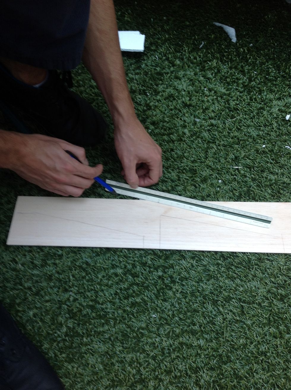 Sketch out the normal and large balsa wood wings and then cut them out.