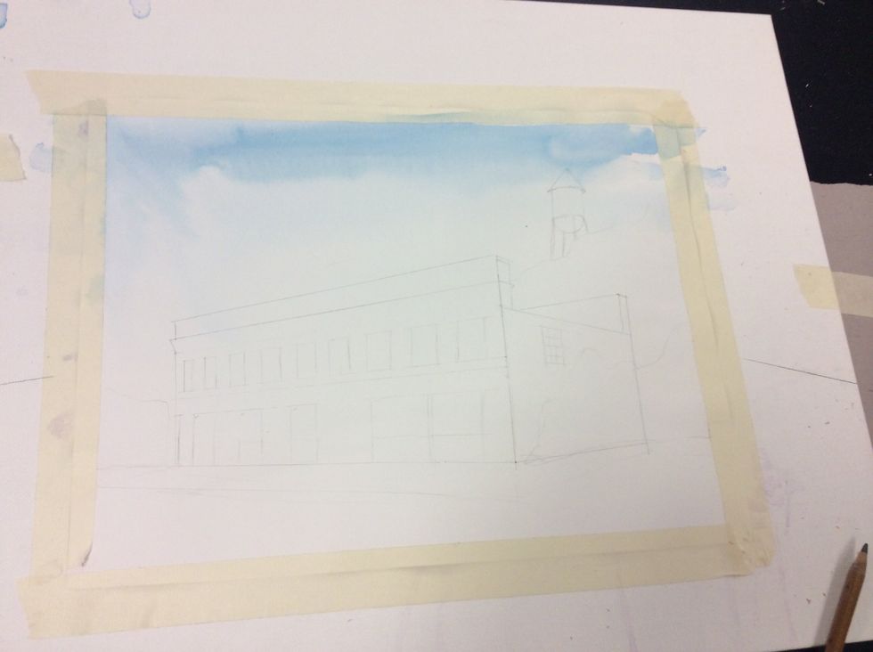 Sketch the front of a building, in either 2-d or 3- d