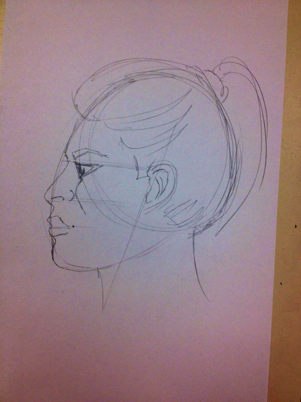 Sketch the shape of the hair.