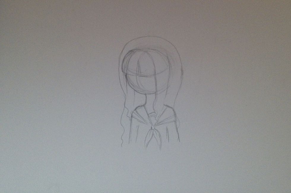 Sketch the shirt/outfit. Since I SUCK at hands and legs, I will not be doing them ^_^