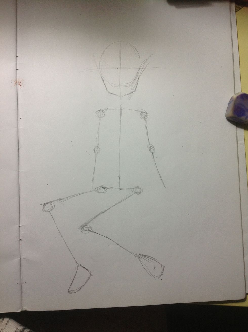 Sketching the body with simple guide lines ^^