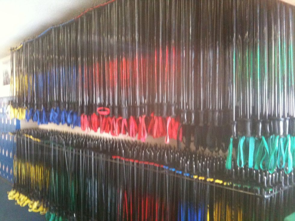 Ski pole are color coded per size they should be around elbow height. Some beginner lessons do not use poles