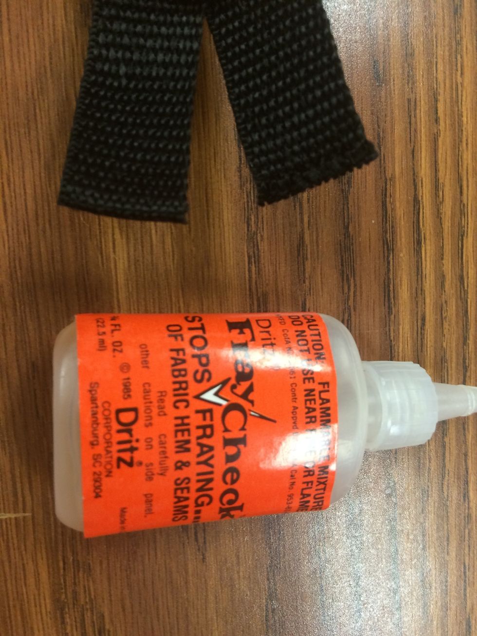 Skip step 6. Follow Step 7 and cut the webbing (strap) equally in half - WE ARE NOT USING THE FRAY CHECK- skip