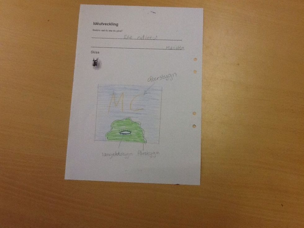 Skriv ut vilka sorters stygn du ska anv\u00e4nda. F\u00f6rstygn runt dekorationen, langettstygn runt knapph\u00e5let och efterstygn till dina initialer.