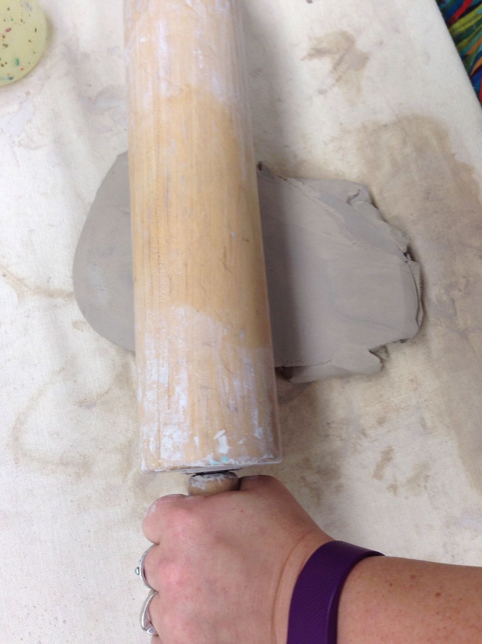 SLAB POT:  Roll your clay using a rolling pin.