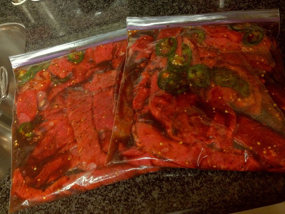 Sleep well my precious, for tomorrow you shall be Beef Jerky! (Leave in fridge overnight.)