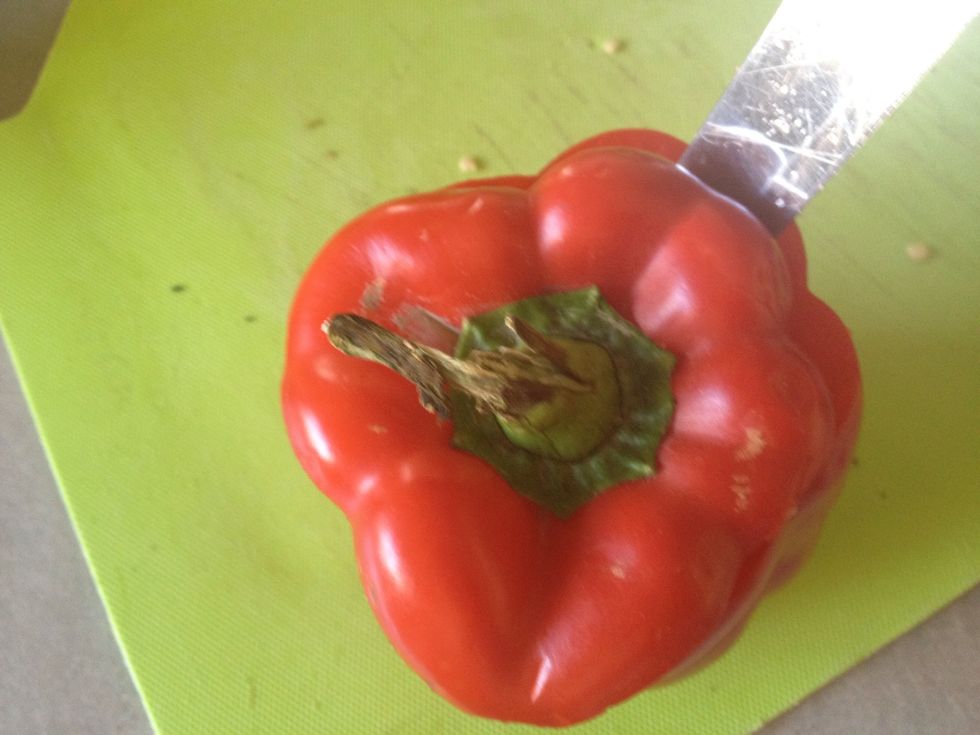 Slice a ring top of capsicum