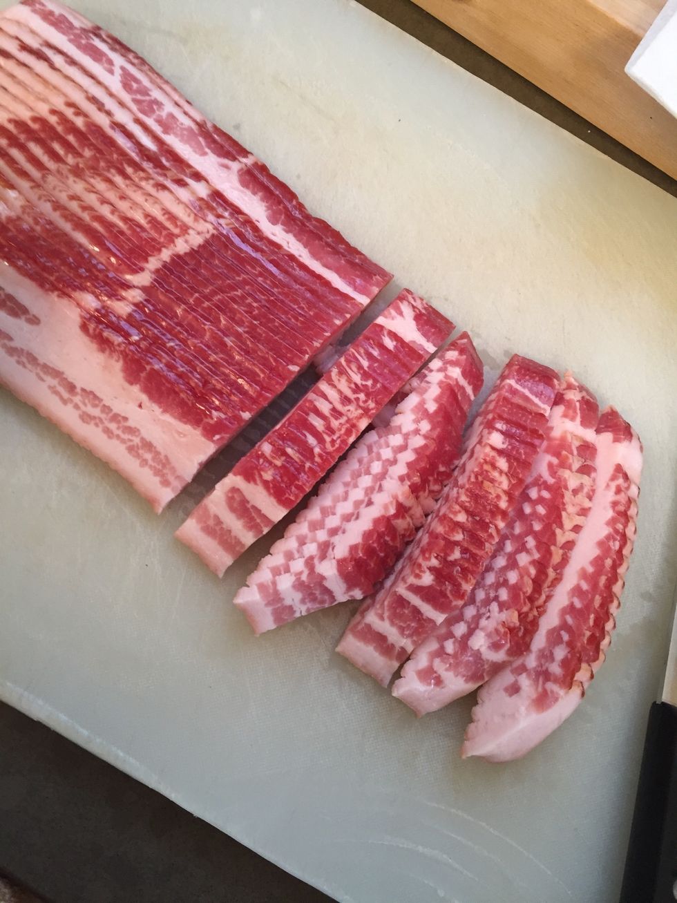 Slice bacon as shown.