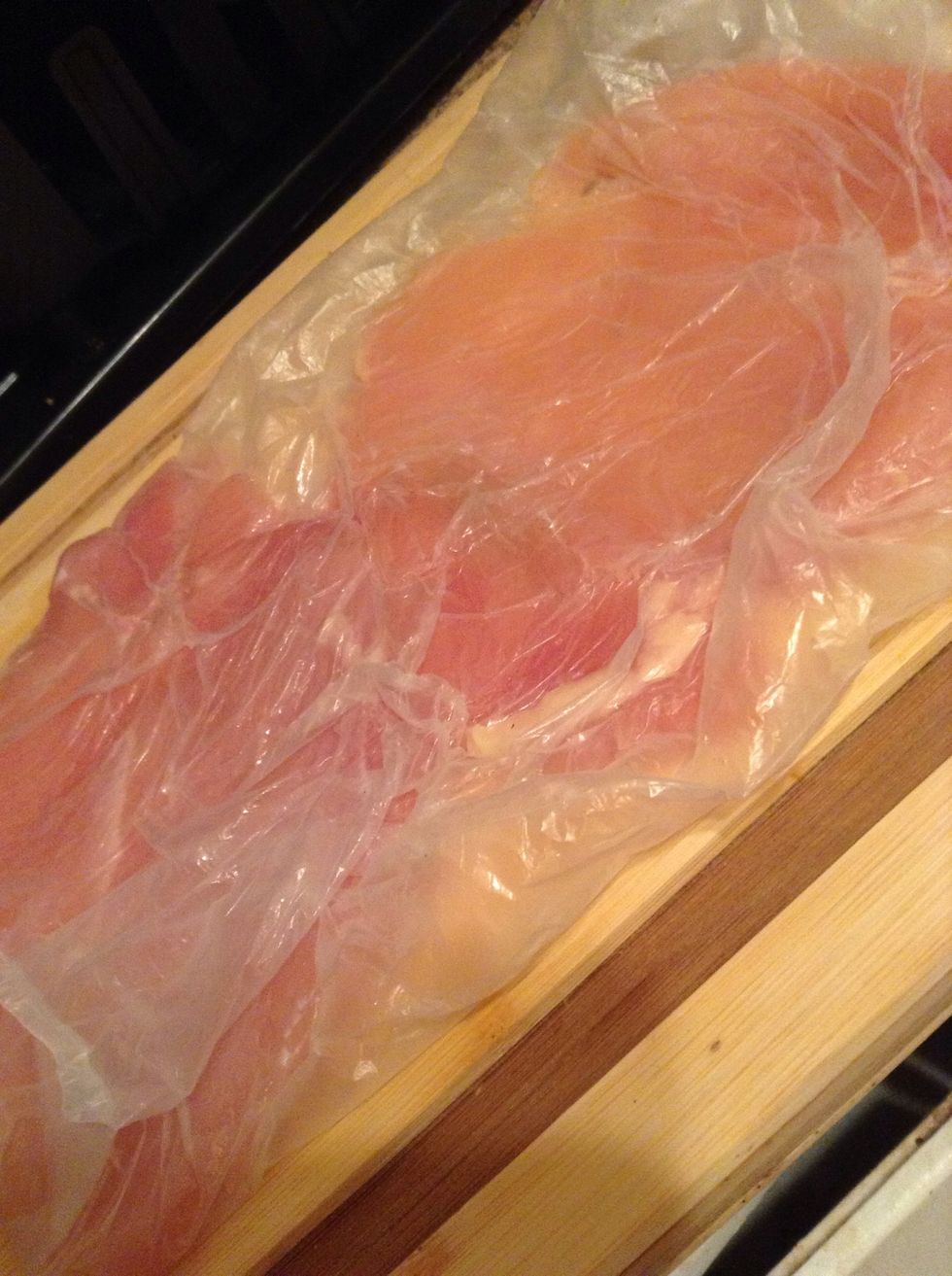 Slice breasts "butterfly" then pound flat wrapped in plastic