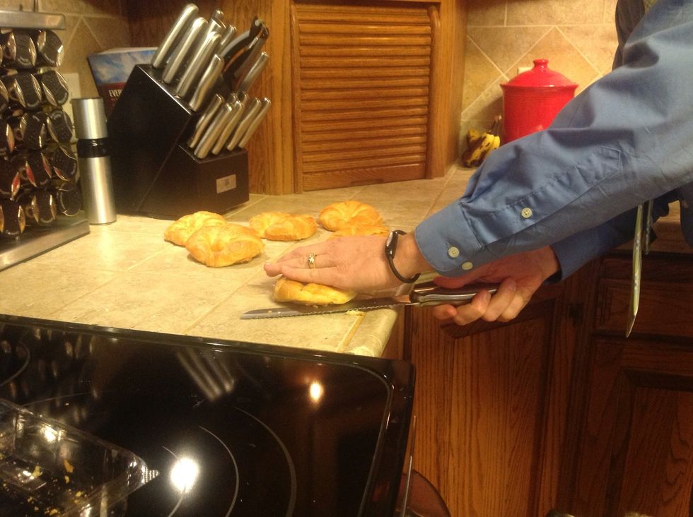 Slice croissants in half...