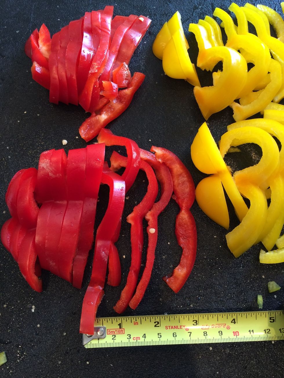 Slice crosswise 1/2 inch thick slices.