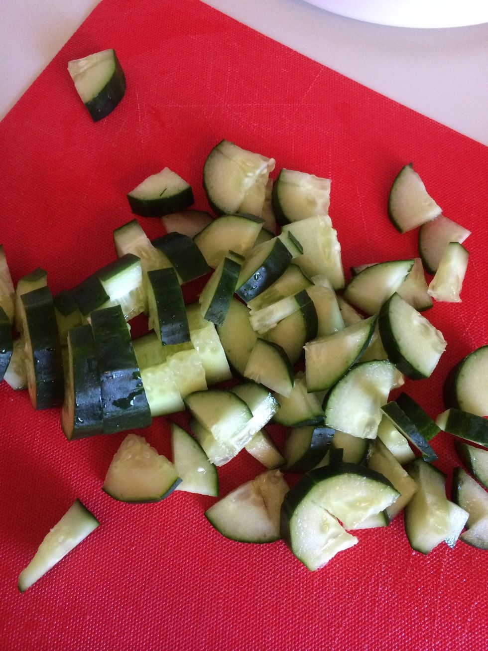 Slice cucumber and add