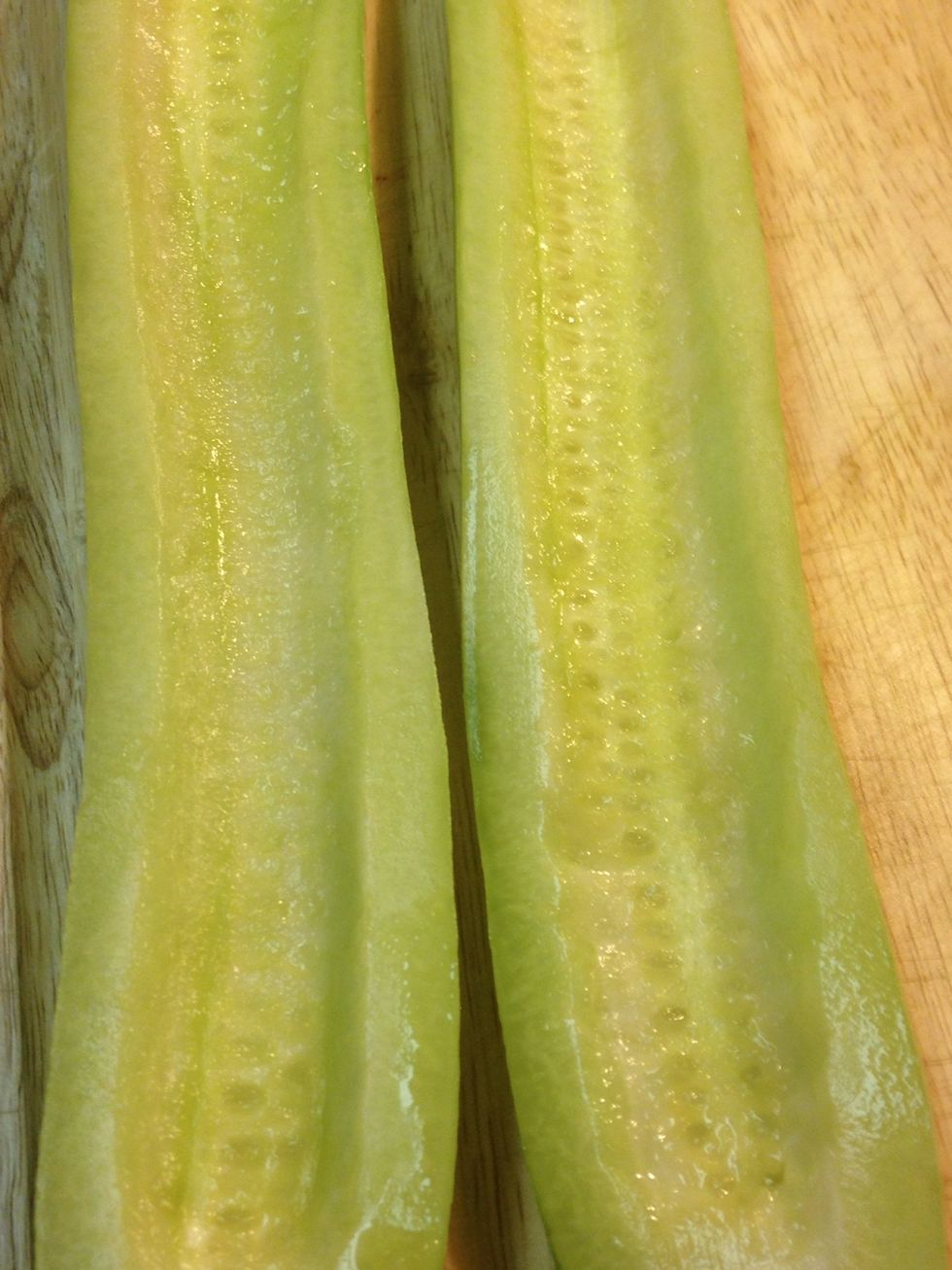 Slice cucumber in half and scoop out seedy area. Salad  Shirazi is a popular salad named after the city it originated from Shiraz, Iran.