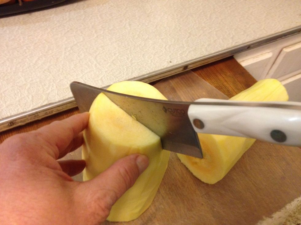 Slice down the middle.